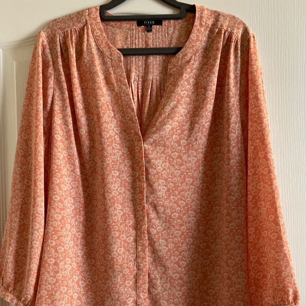 NYDJ Peach Floral Blouse